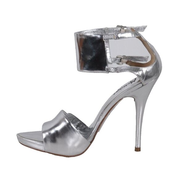 Marciano Women's US 6.5M Silver Leather Ankle Cuff Stiletto Heels - Picture 6 of 12